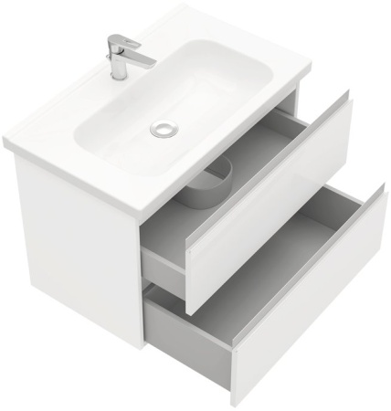 Тумба подвесная Laparet ELECTRA 80 с умывальником Creavit Ideal 80 белый глянец (LE-WCAB-80-01+ID080-00CB00E-0000)